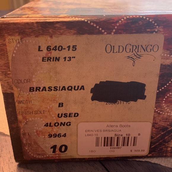 Old Gringo Brass/ Aqua Cowgirl boots - Picture 5 of 5